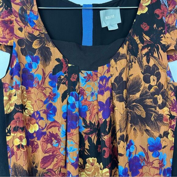 Anthropologie Maeve Floral Silk Panel Tunic Shift  Dress Lined Sz XS - Picture 14 of 16